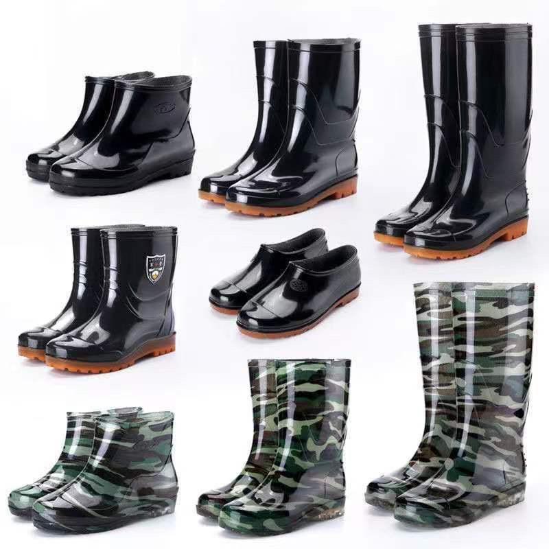 Jundeng Black High Water Shoes Long Barrel Rain Boots Kitchen Non-slip Water Boots Outdoor Work Shoes Rain Shoes Labor Protection Rubber Shoes for Men and Women