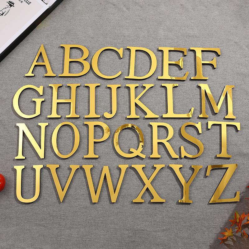 Letterstickers Mirror Letter Stickers Wall Stickers Acrylic 3D English Letter Stickers Wall Home Decoration