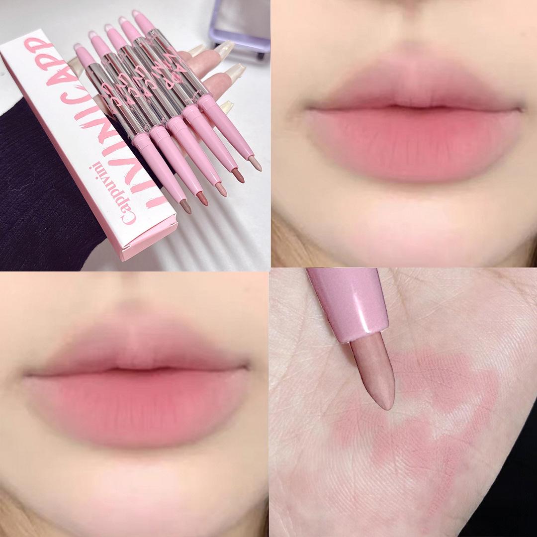Cappuvini Small Silver Tube Lip Liner Outlines Lip Shape and Shaping Nude Lipstick Lip Pencil Domestic Makeup Lipstick