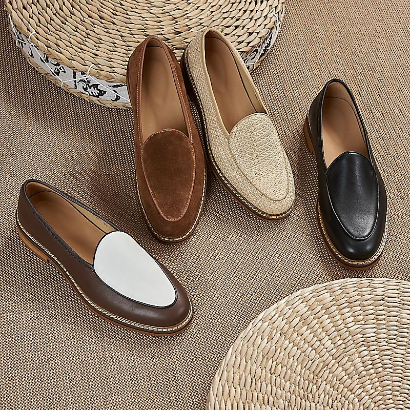 Men's Breathable Loafers Soft Leather Slip-on Thick-soled Men's Shoes Lightweight Slip-on Casual Board-toe Layer Cowhide Shoes