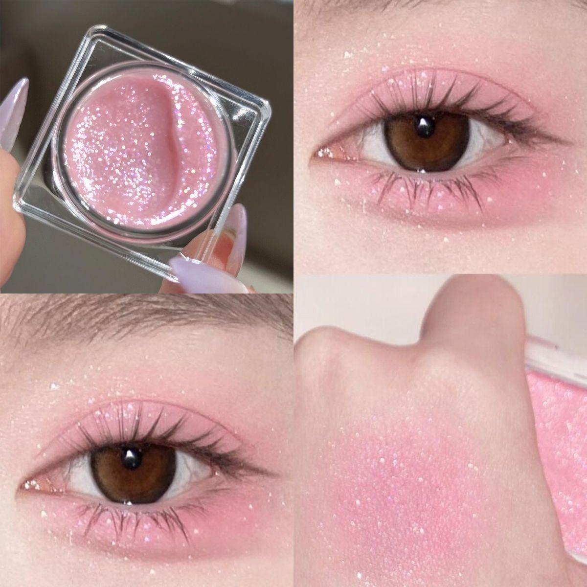 Free Shipping for Dropshipping~Strawberry Popping Candy Korean Sweet Girl Atmosphere Pink Eye Shadow Highlighter Liquid Diamond Fine Glitter Blush