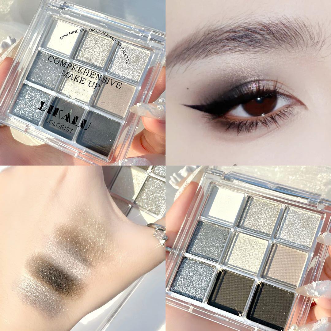 DIKALU dark punk smoked nine color eye shadow metallic pearlescent matte silver Halloween ins parity eye shadow plate