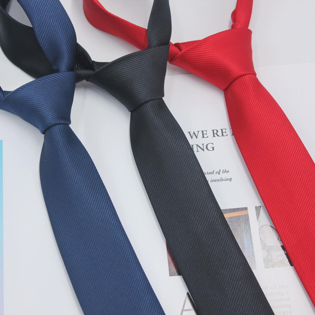Wholesale Men's Casual Ties Black Red 5cm Ultra Narrow Fashion Business Solid Color Twill Handmade Business Style