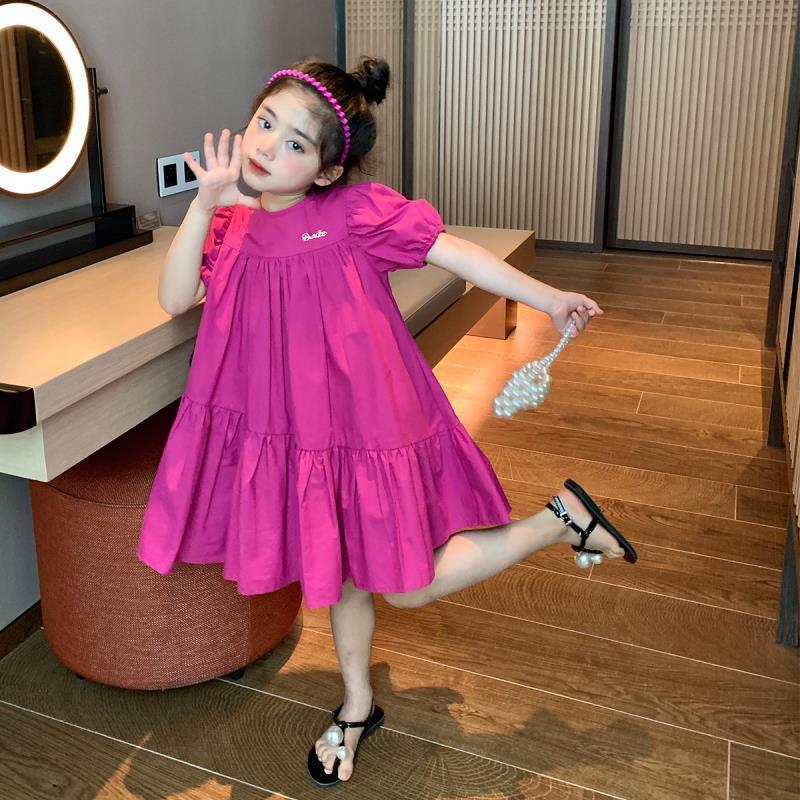 Summer Girls dress Baby Stylish Children's Personalized Trendy Brand Korean Style Fashionable Internet Celebrant Sweet Stitching Princess Dress