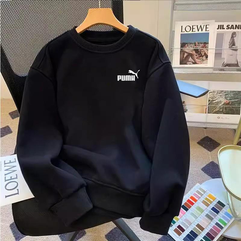 70% off Special Area | Outlet Genuine Men's Sweatshirt for Autumn and Winter, Fleece-Lined, Crew Neck, Loose Long Sleeve Base Shirt
