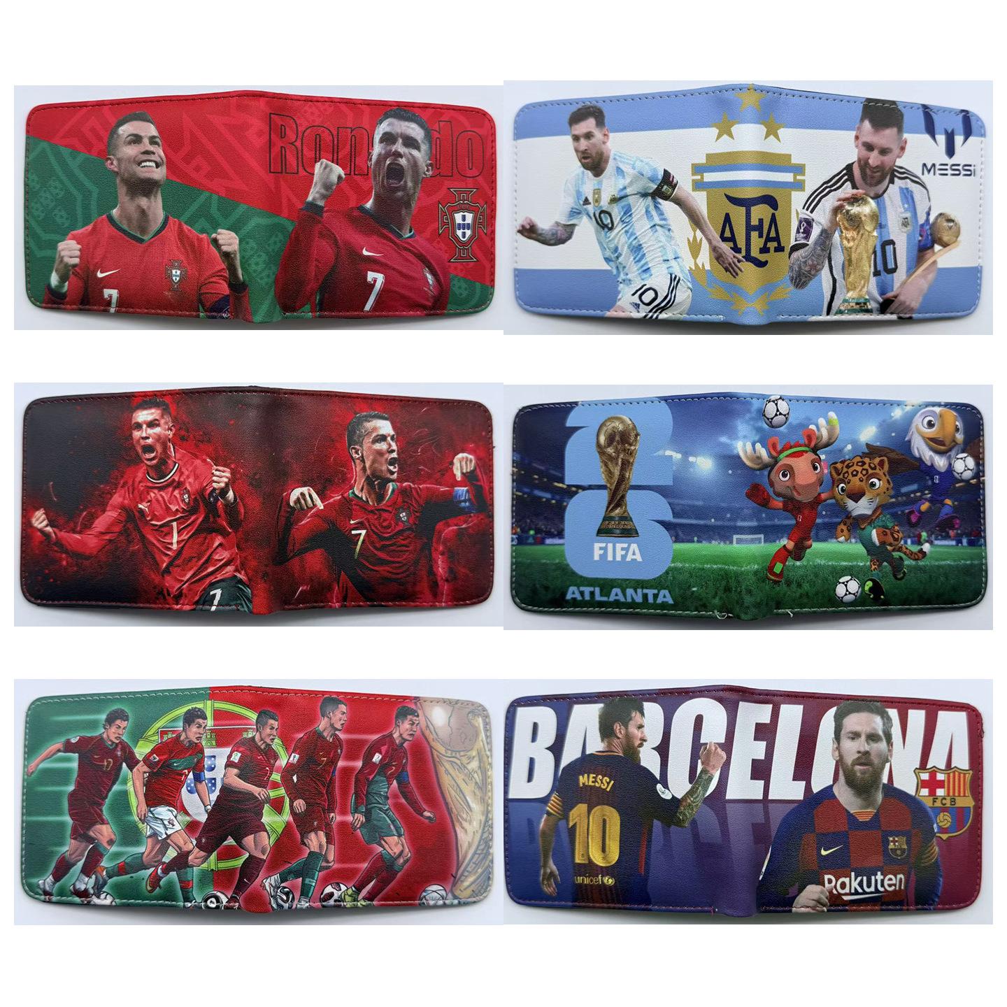 New World Cup Themed Short Folding Wallet, Football Star Club Logo Coin Purse and Wallet