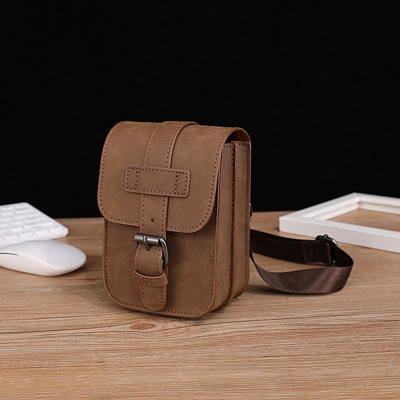 2024 New Men's Korean Style Casual Trendy Waist Bag Small Bag Pu Leather Outdoor Travel Small Bag Wholesale Dropshipping
