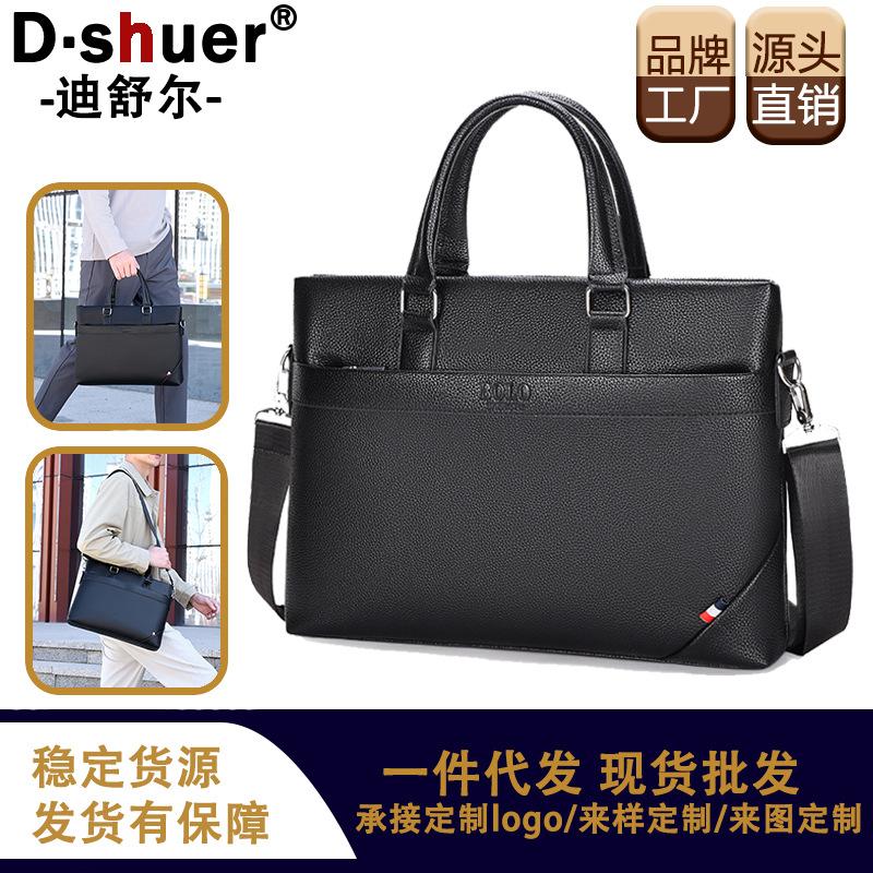 Factory Direct Sales Cross-Border New Model Men's Briefcase Large Capacity Multi-Layer High-End Business Bag Handbag Leather Bag