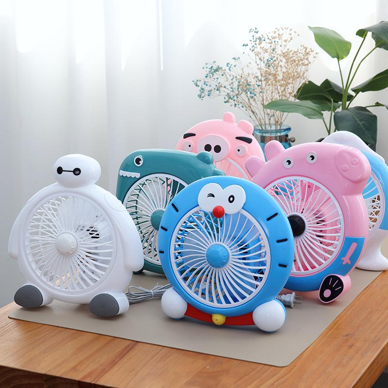 Zhongzhe Cartoon Electric Fan Desktop Rotating Leaf Fan Student Dormitory Mini Fan Silent Household Table Fan Dropshipping