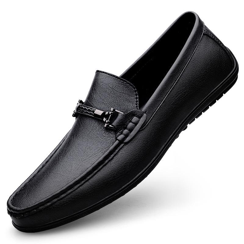 Cross-Border Men's Loafers, Soft Leather Casual Shoes, Large Size Slip-On Lazy Shoes, Slip-On Loafers