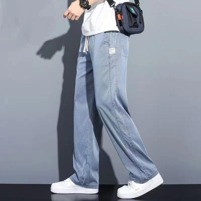 Summer Thin Tencel Jeans for Men, Loose Straight Wide-Leg Casual Pants for Men, Ultra-Thin Ice Silk Trendy Brand Pants for Men