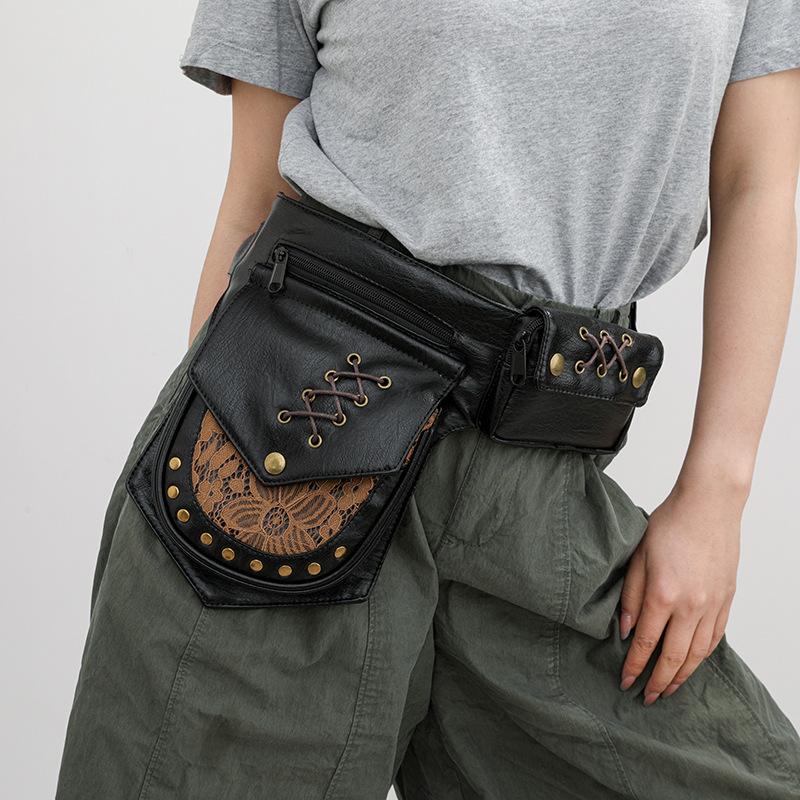 Popular cross-border foreign trade item: Unisex waist bag, vintage studded leg bag, multifunctional durable crossbody bag for outdoor sports