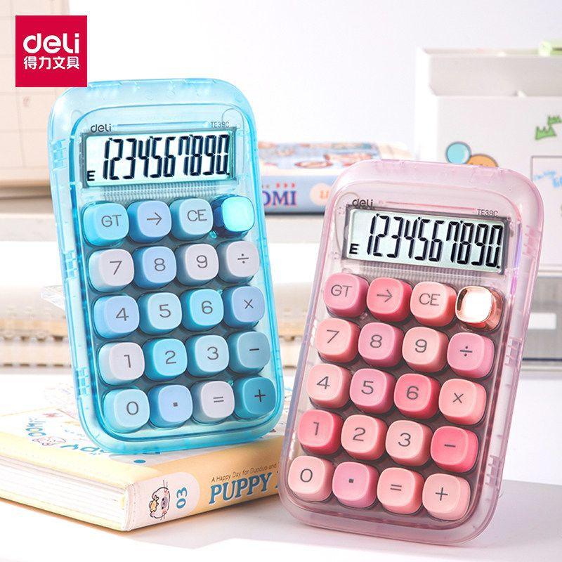 Deli TE39C Transparent Gradient Color Calculator, Portable, High-Appearance-Value, for Students, Exams, and Office Use
