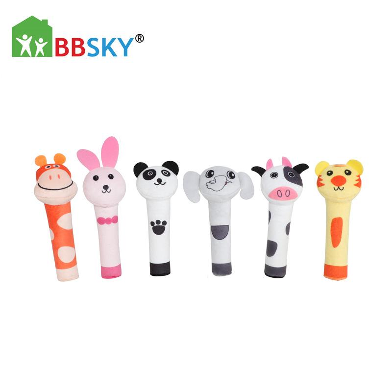 Cute Baby Cartoon Animal Elephant Rabbit Hand Stick Toy Baby Hand Rattle Manufacturer Spot Wholesale