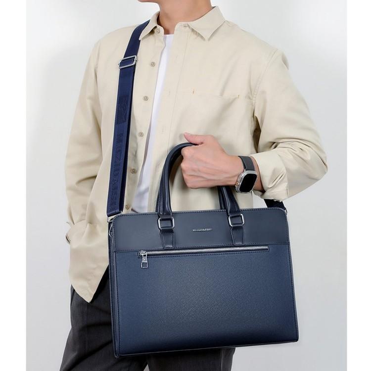 New Fashionable Casual Men's Large Capacity Handbag Korean Style Horizontal Business Computer Briefcase for Business Trips