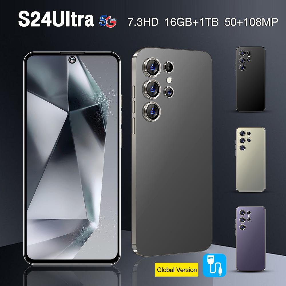 Low price cross-border hot selling S24 Ultra smartphone 7.3 inch large screen 16 1T phone source factory price