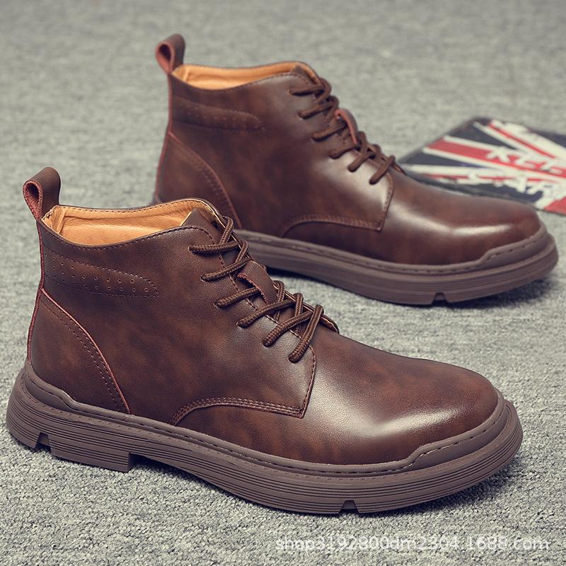 62212 Martin Boots Men's Winter fleece-lined High-top Shoes British Style Short Boots Fashionable Korean Style Mid-top Retro Workwear Boots