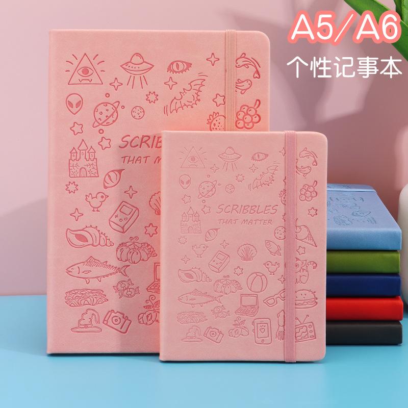 Student Soft Leather Notebook Customized Cute Cartoon A5 Stamped Book Exquisite Diary A6 Strap Business Notepad