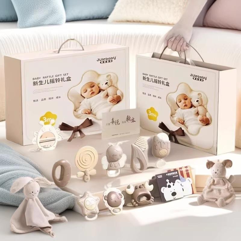 Newborn Full-Month Gift Hand Rattle Set Gift Box Baby 0-1 Year Old Teething Gum Chewable Soothing Baby Toy