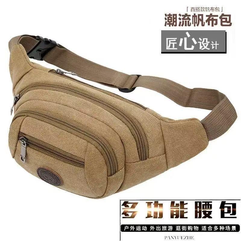 Waist Bag Large Capacity Wholesale Canvas Mobile Phone Cash Bag Belt Mountaineering Crossbody Chest Bag Travel Wallet