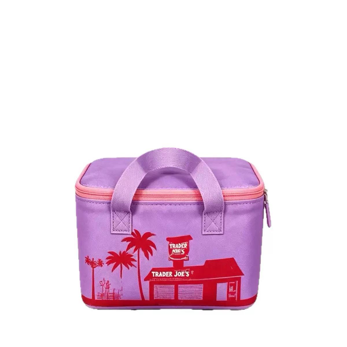 Trader Joe's Quedou Insulated Mini Lunch Bag Summer Striped Color-Block Picnic Tote Bag