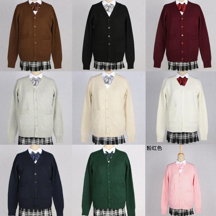 Kawashima Cardigan Source Factory Japanese Style V Neck Long-Sleeved Cardigan Jk Uniform 7-Needle Thickeneded Sweater in Stock