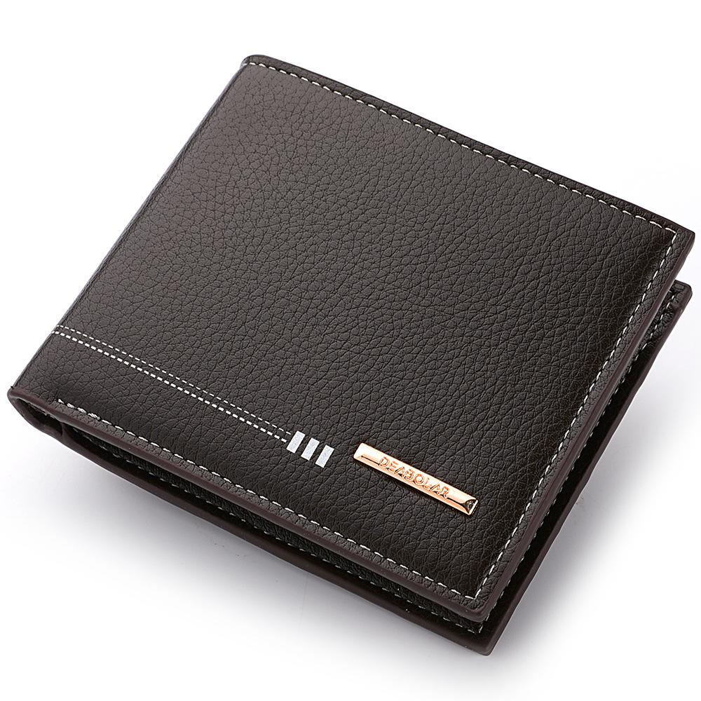 2022 New Fashion Retro Men's Short Wallet Multifunctional pu Wallet Multi-card Holder Litchi Pattern Zipper Wallet