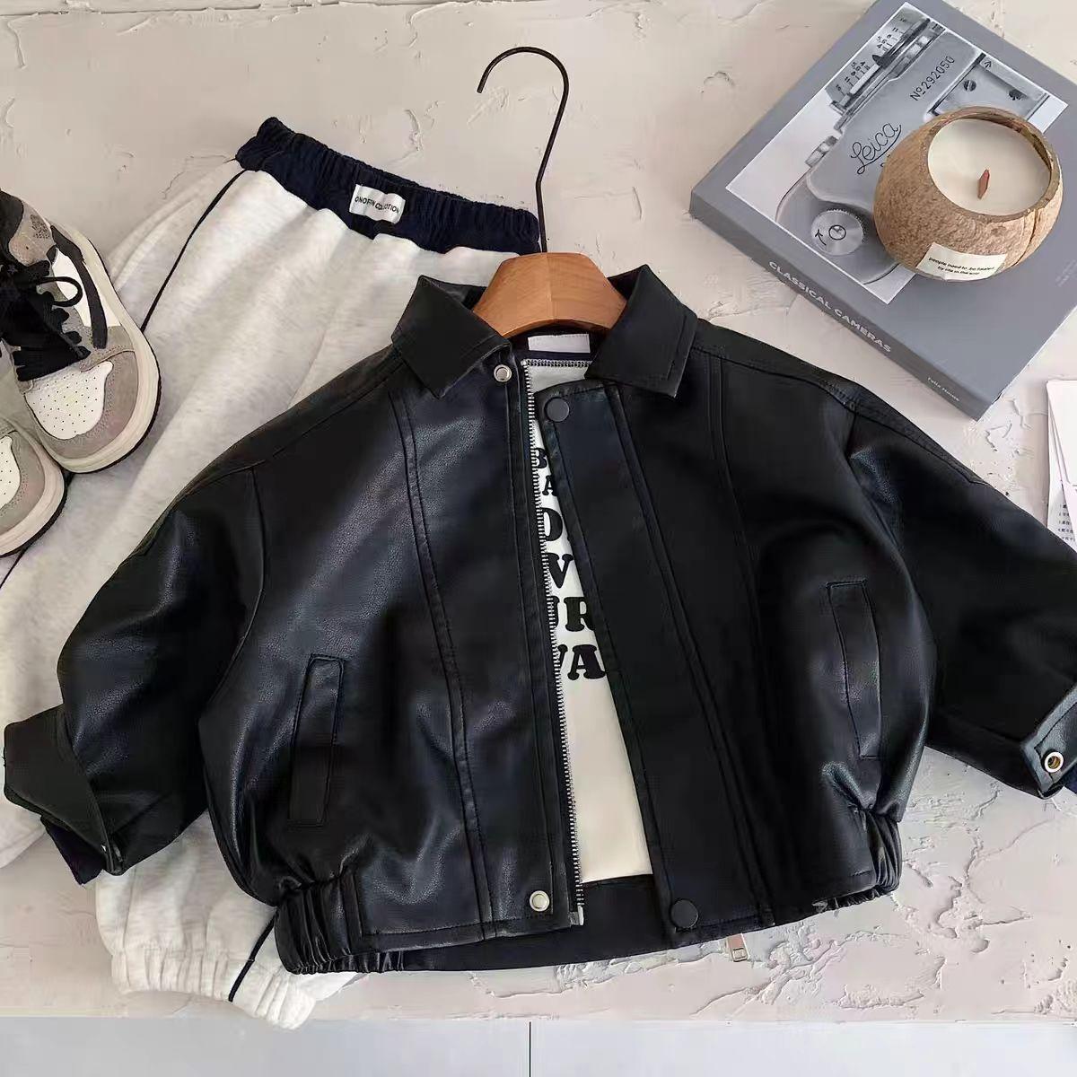 Boys' leather jacket, spring and autumn model, 2026 new stylish and fashionable children's jacket, baby's casual autumn top, trendy