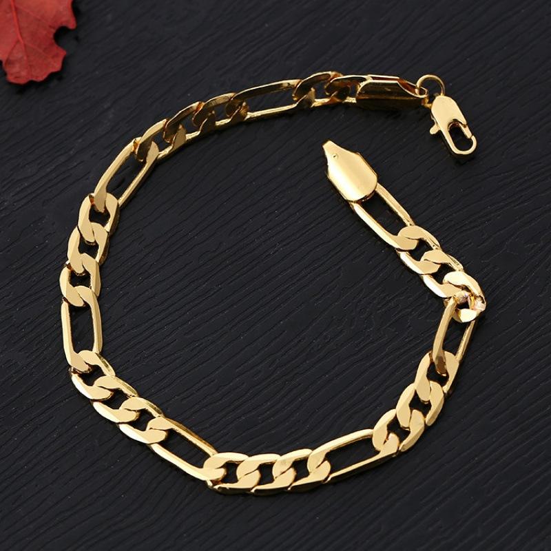 European and American Supply Flat Chain Side Bracelet Ready-Made Supply Chain Real Gold 18K White Gold 6mm Electroplated Hand Jewelry Cross-Border