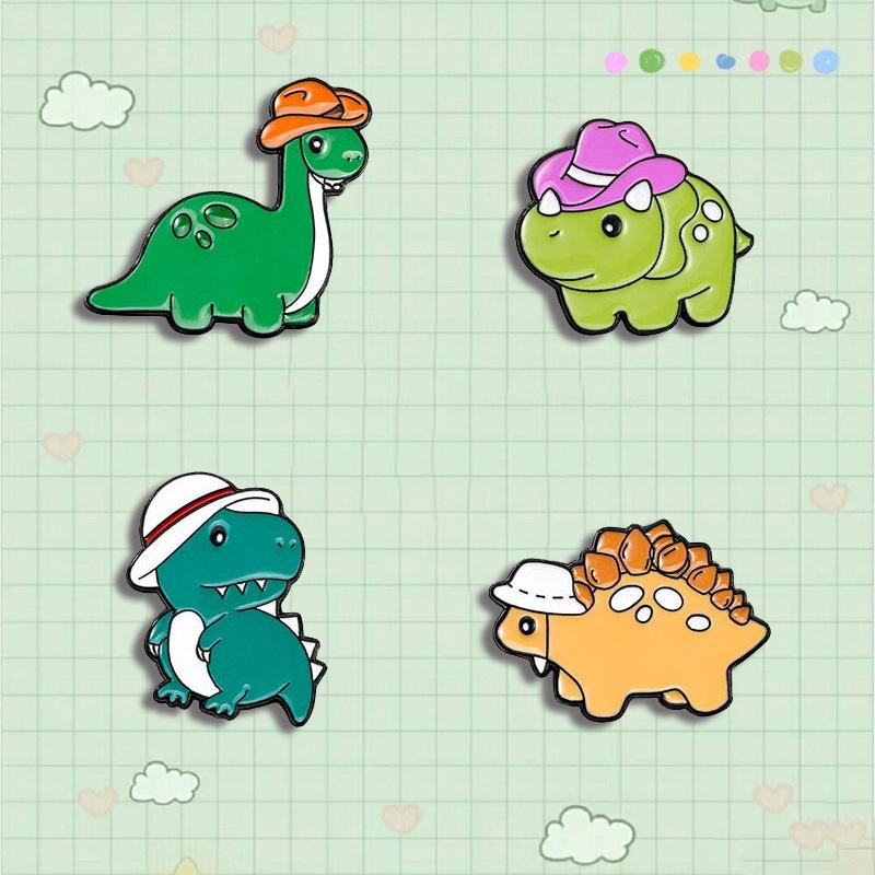 Cute Little Dinosaur Badge Japanese Cartoon Brooch Tyrannosaurus Rex School Bag Decorations Pin Buckle Accessories Men's and Women's Badges