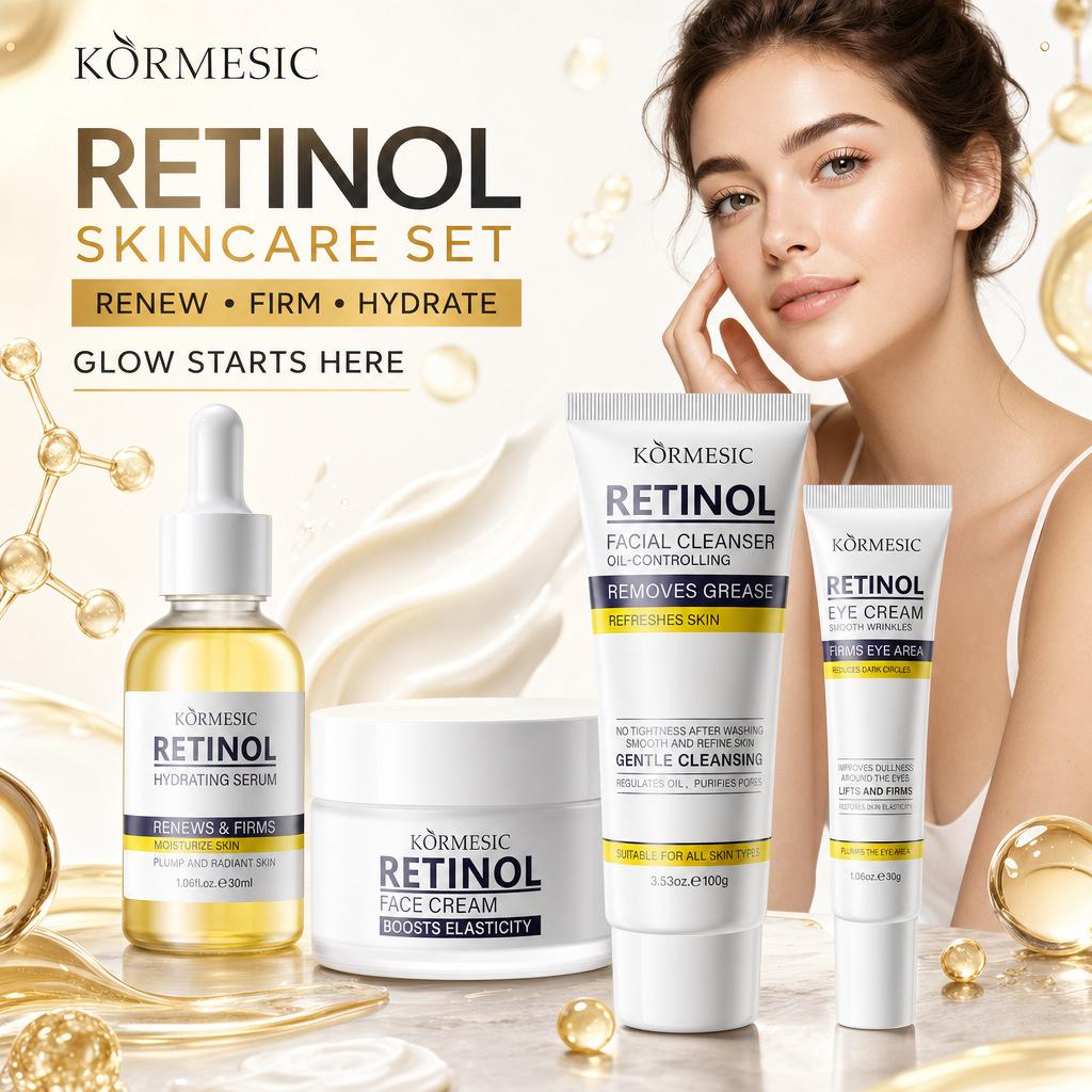 Kormesic Retinol Facial Skin Care Cream, Facial Cleanser, Essence, Eye Cream, Face Cream, Cross-Border Foreign Trade