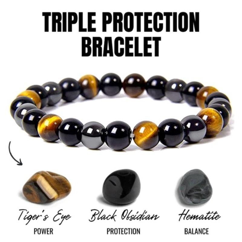 Temu Xiyin Tk Cross-Border Popular Bracelet Tiger Eye Stone Black Gallstone Obsidian Crystal Dropshipping Factory Wholesale in Stock