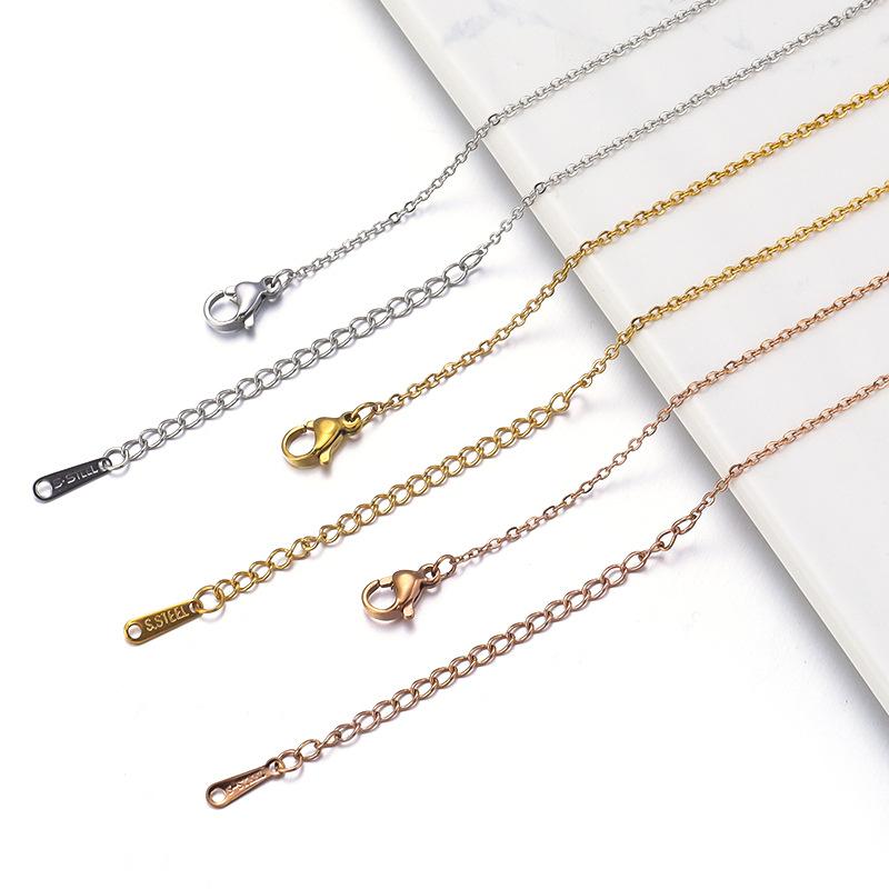 Stainless Steel Necklace O-Shaped Chain Flat Cross Jewelry Plain Chain Clavicle Chain Women's Neck Chain DIY Titanium Steel Necklace Fashion