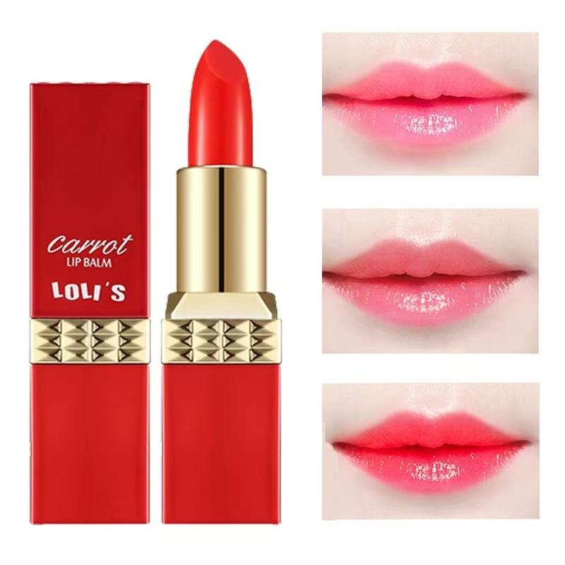 Lori's Carrot Essence Lip Balm Lasting, Easy to Color, Moisturizing, Moisturizing, Warm and Color Changing Lipstick Not Easy to Take Off Makeup
