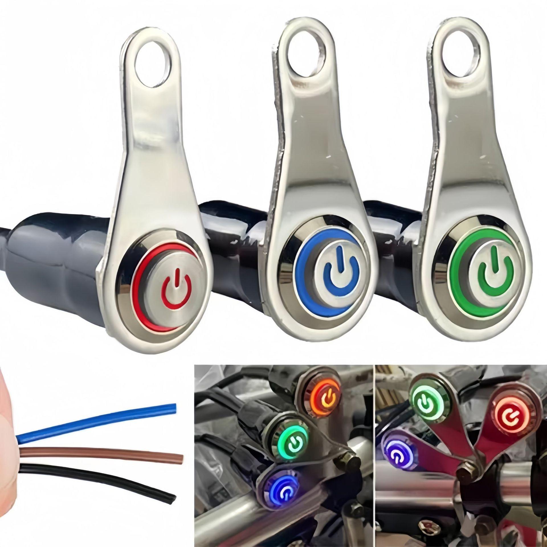 Waterproof motorcycle accessories handlebar modified switch stainless steel bracket metal power switch LED spotlight switch