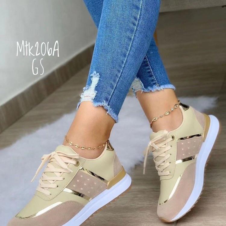 2025 New Women's European and American plus size Sports Casual Shoes Thick Sole Front Lace-up Fashion Sports Shoes in stock Batch
