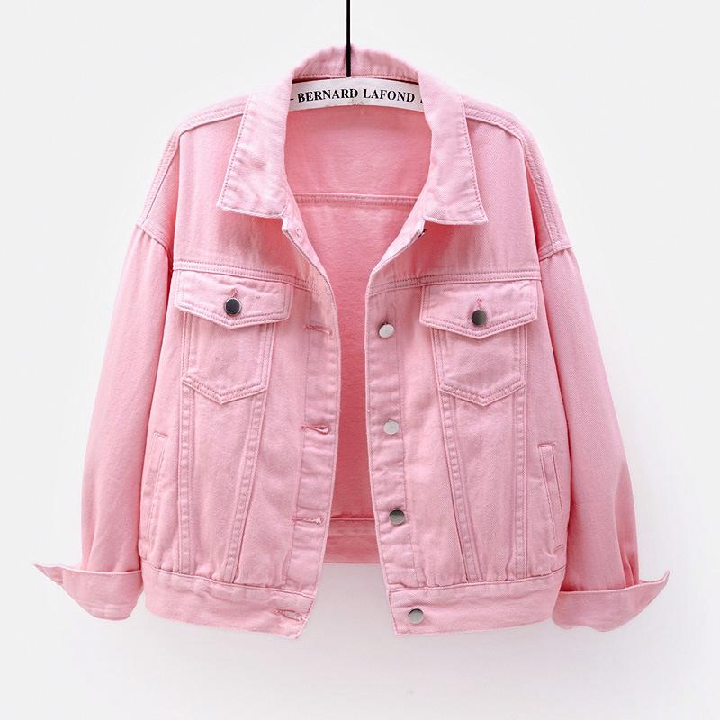Spring and Autumn New Style Colorful Plus-Size Denim Jacket for Women, Short Korean-Style Loose Bf Long-Sleeve Casual Top