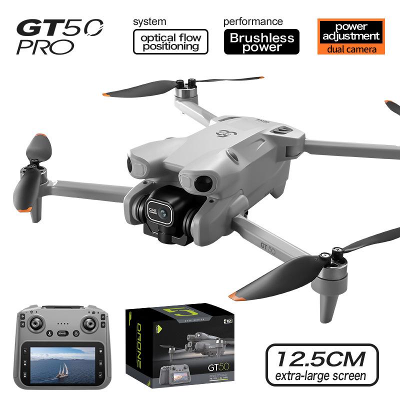 Cross-Border Gt50 Drone Remote Control with Screen High-Definition Aerial Photography Brushless Obstacle Avoidance Electronically Controlled Quadcopter Toy Aircraft