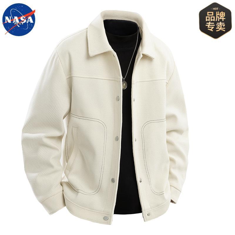 Nasa Brand 2025 New Spring and Autumn Lapel Jacket Men's Trendy High-Quality Casual Loose Coat Men's Clothing