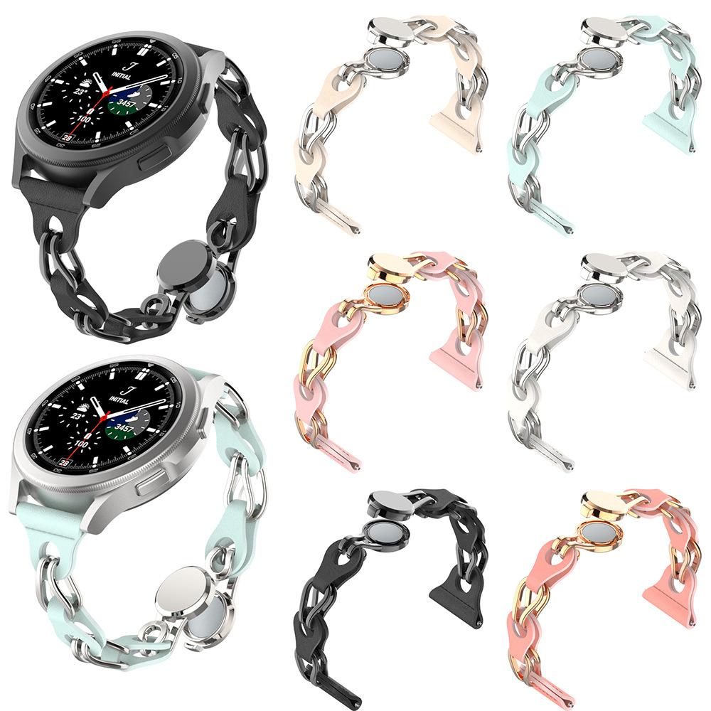 Suitable for Huawei GT3 pro Metal Leather Bracelet Watch Strap GT2 pro Hollow Leather Chain watch3pro Wristband