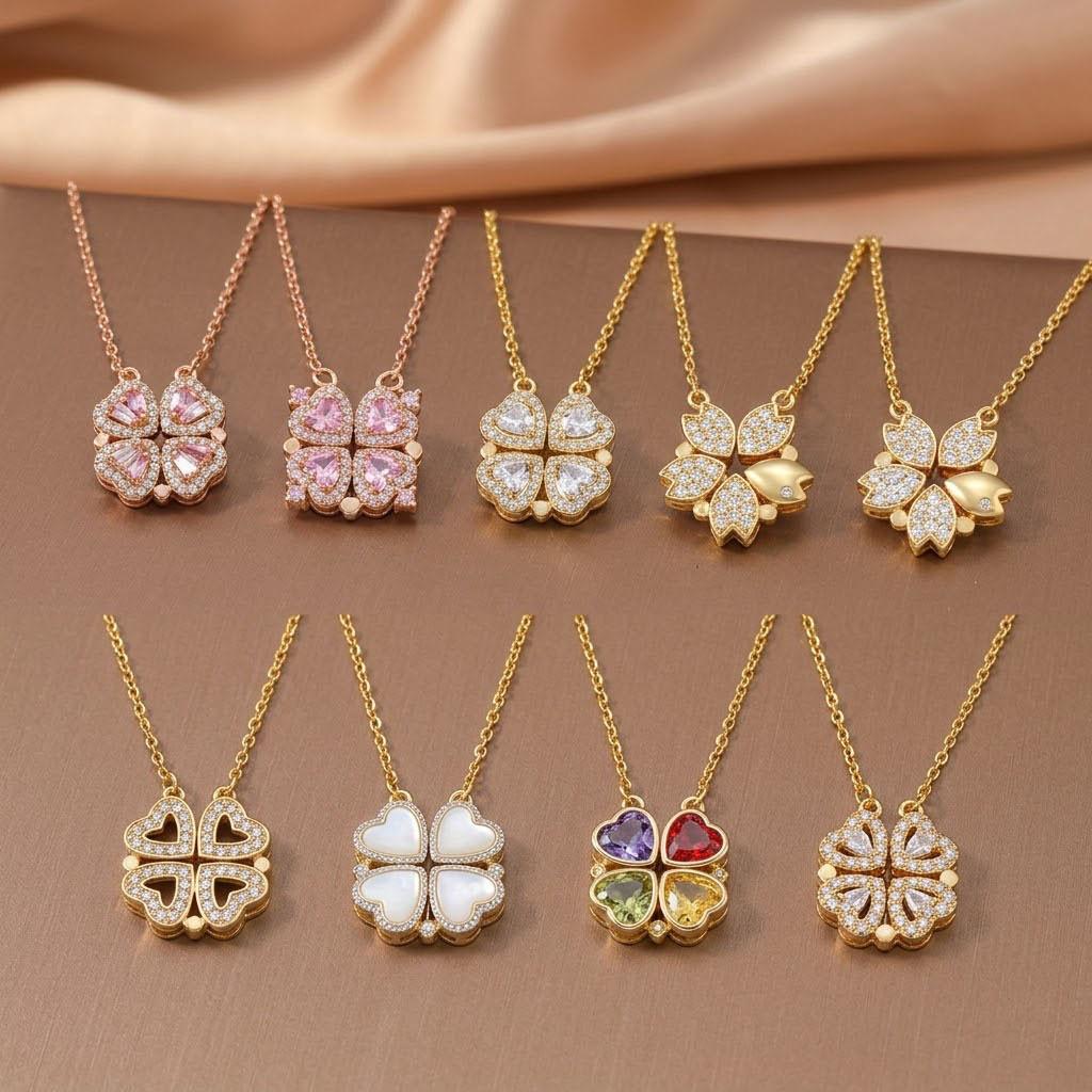 Necklace Women's Multi-Wearing Love Necklace Niche Design Peach Heart Accessories Magnetic Pendant Trendy European and American Cross-Border Necklace