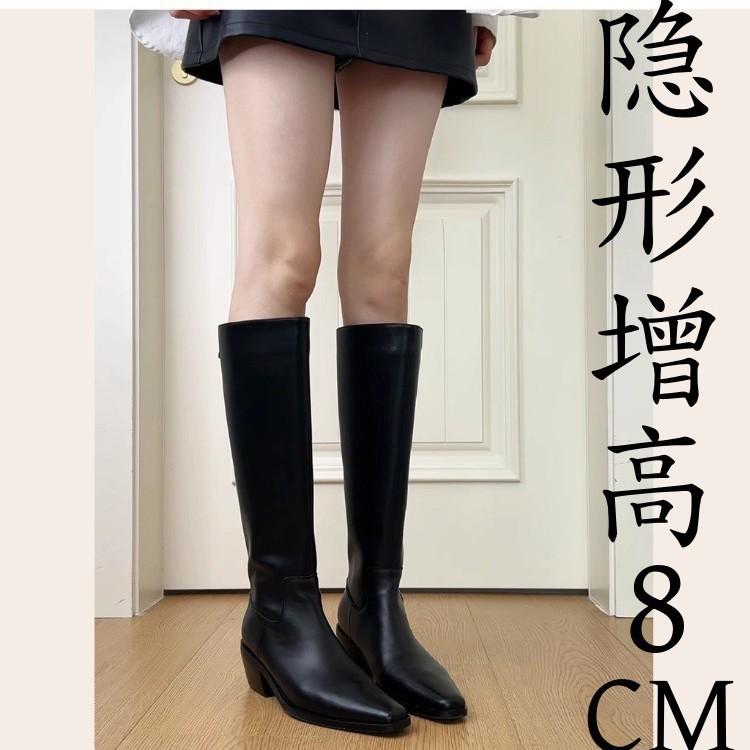 [Ready Stock] Inner Height 8cm, New Autumn and Winter Style Velvet Boots, Thick Heel High Boots, Women's Thick Heel Knight Boots