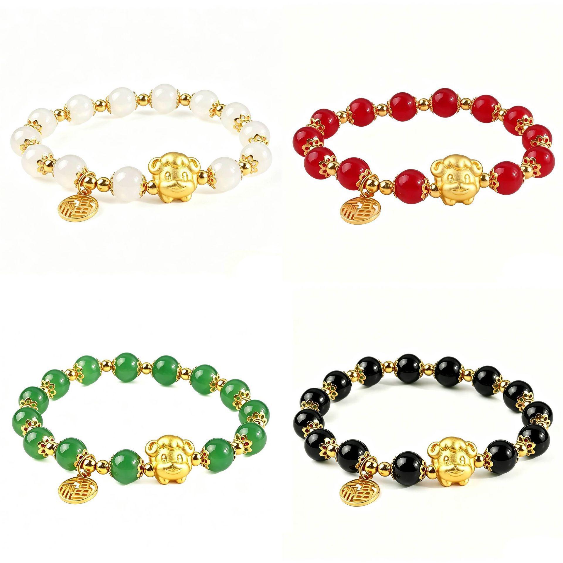 Amazon's best-selling cross-border bracelet, featuring a gold-plated sheep pendant, a lightweight and luxurious piece of jewelry, and a unique design perfect for those born in their zodiac year, believed to bring good fortune