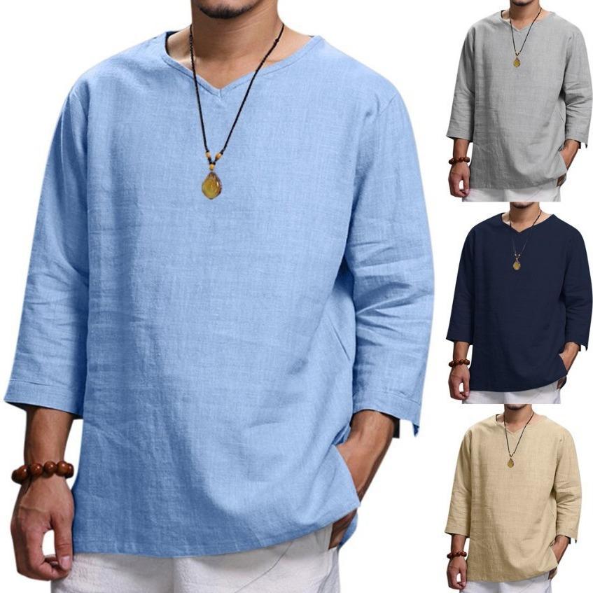 Cross-Border Export Men's Clothing New Ebay Amazon Men's Loose Pure Color Casual Large Size Shirt for Men
