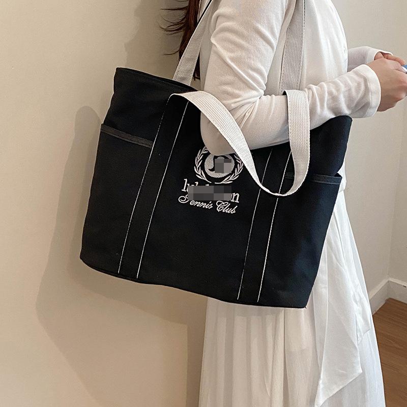 Canvas Handbag New Style Shoulder Bag Tote Yoga Large Capacity Fashion Trendy Crossbody Bag Solid Color Beach Bag for Women