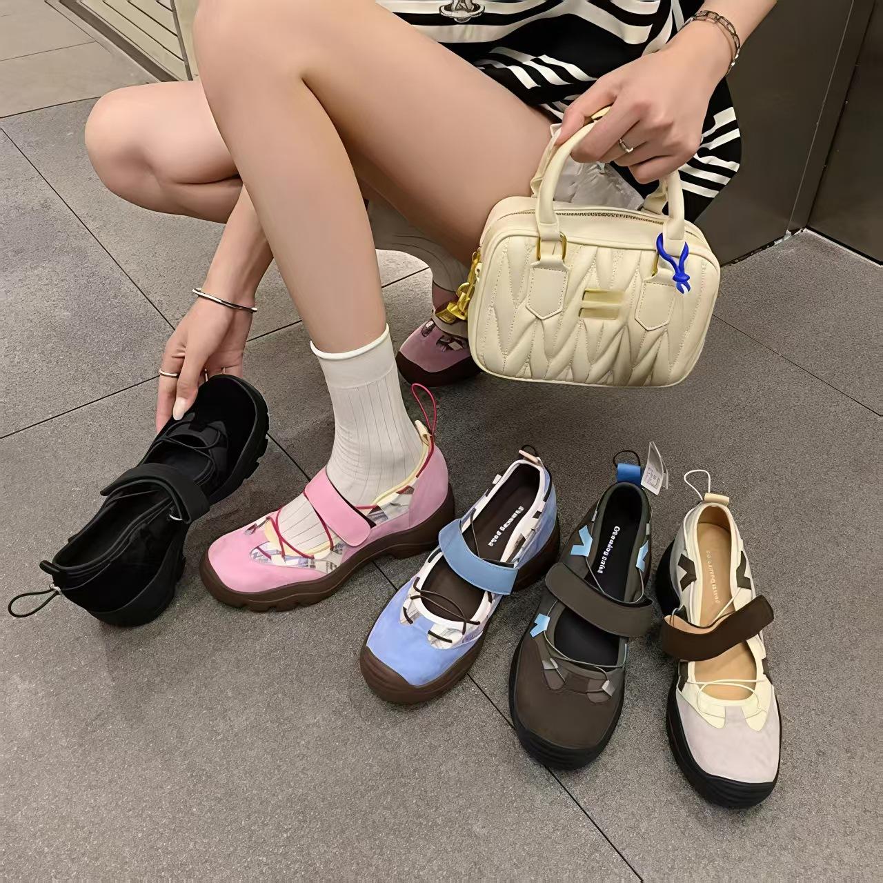 Functional Style Ballet Trainers for Women 2026 Spring New Model with Hidden Height Increase, Fashionable Versatile Casual Mary Jane Shoes
