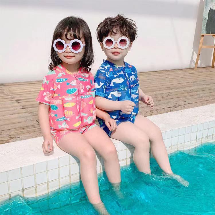 New Children's Buoyancy Swimsuit Surfsuit Boys and Girls One-piece Swimsuit Cartoon Boxer Cute Baby Swimsuit