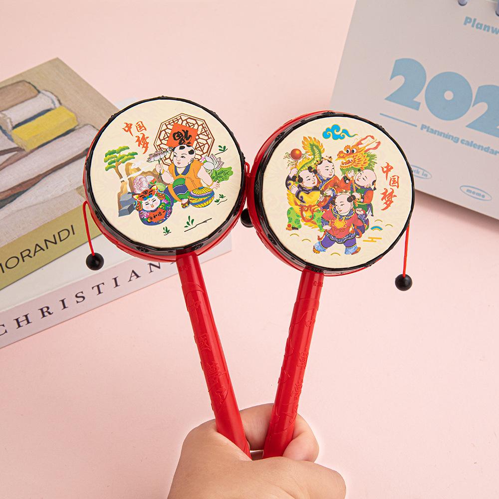 Rattle Baby Music Toys Early Education Toddler Cartoon Rattle Traditional Toys Plastic Wave Drum Toys Wholesale