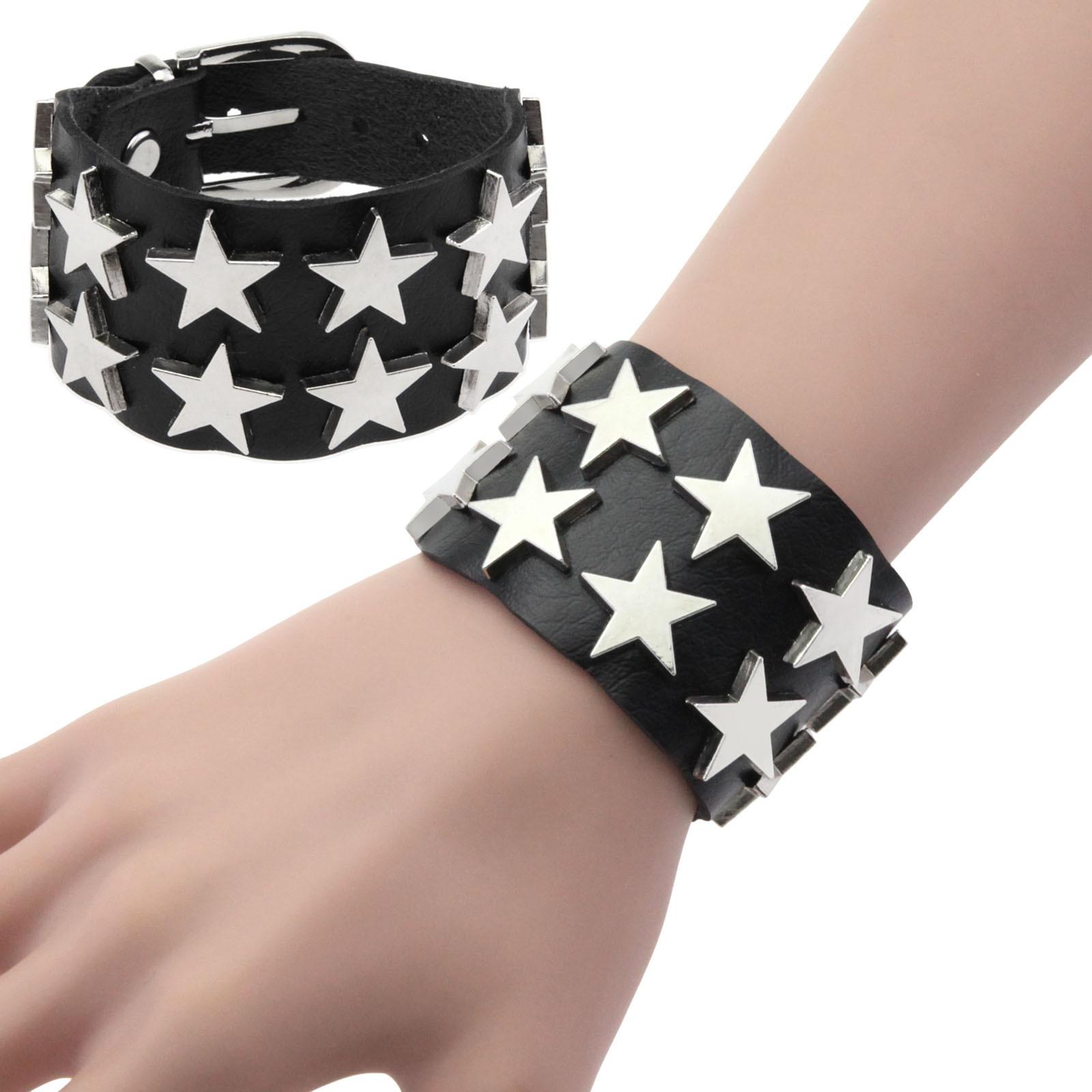 European and American Punk Gothic PU Leather Bracelet Retro New Pentagram Leather Bracelet Jewelry Accessories