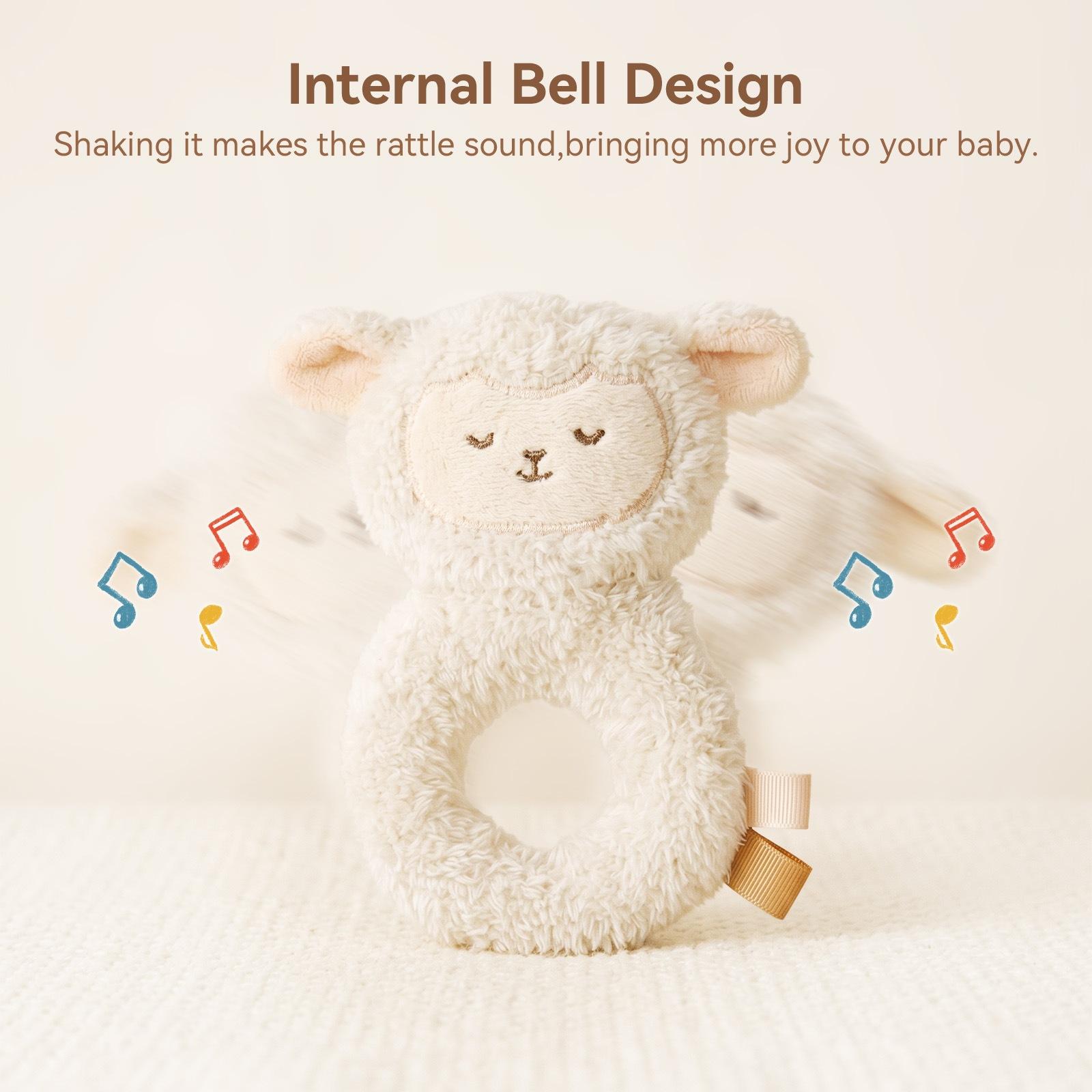 Educational Rattle Teddy Plush Rabbit Toy Teether Baby Soothing Animal Small Grasping Toy Big-Eared Rabbit